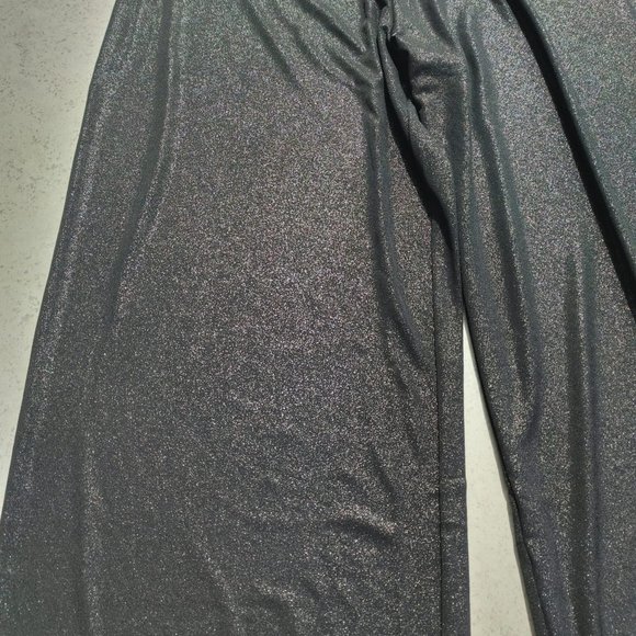 Alfani Silver Metallic Glitter Wide-Leg Deep Black Pull On Pants. M NWT - Picture 5 of 6